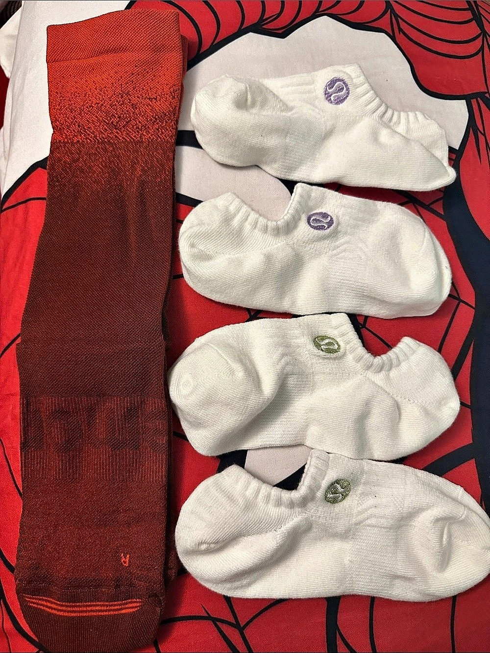 Lululemon Daily Stride Mid-Crew Sock Socks White & Orange NWOT